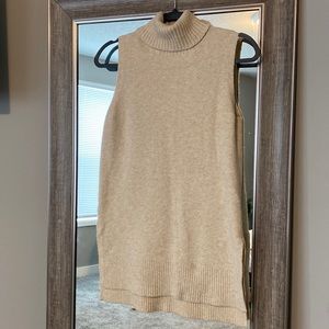 Ann Taylor. Sleeveless turtle neck sweater. Tan. Size S.